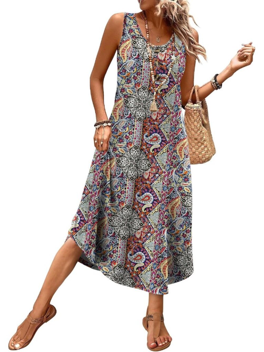 Summer Dresses for Women 2026 Button Front Sleeveless Casual Midi Dress Beach Va